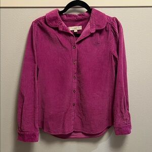 LOFT Fuchsia Corduroy Button-Up Shirt
